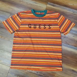 Guess J x Balvin Vibras Collab Embroidered Stripe Oversized Tee Mens Sz Large L